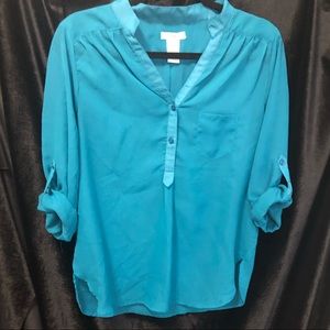 Teal Chiffon Blouse